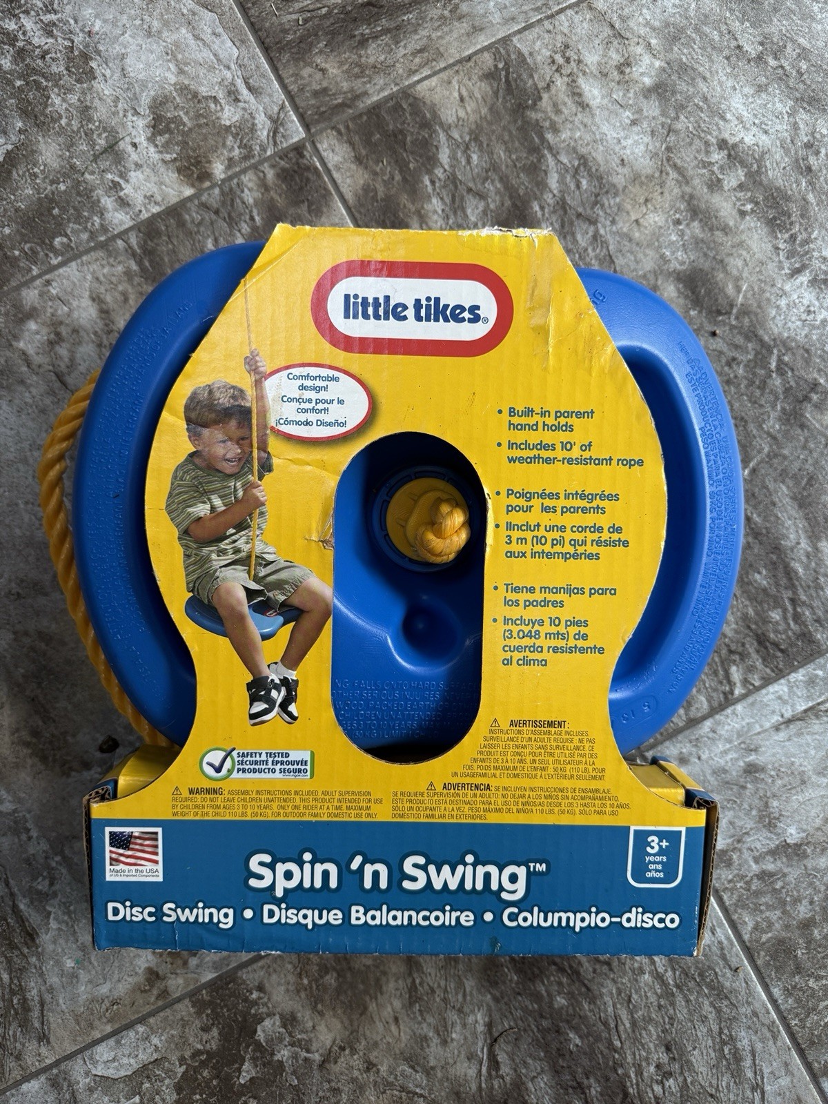 Little Tikes Blue Round Disc Kids Tree Rope Disk Swing USA
