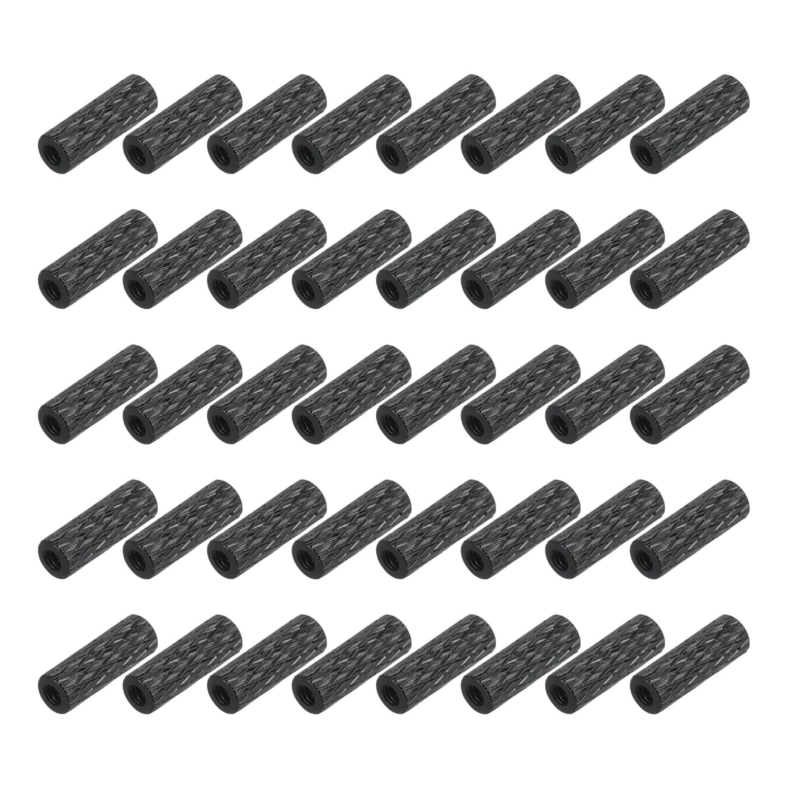 MECCANIXITY 50Pcs M2 x 10mm Aluminum Knurled x x 3.5mmOD, Black