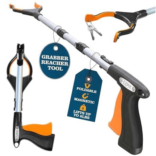 Silver 36" Flexible Folding Grabber Tool for Elderly - Pack of 1