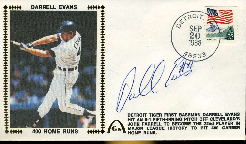Darrell Evans 400 Hrs Jsa Cert Sticker Fdc First Day Cover Authentic Autograph