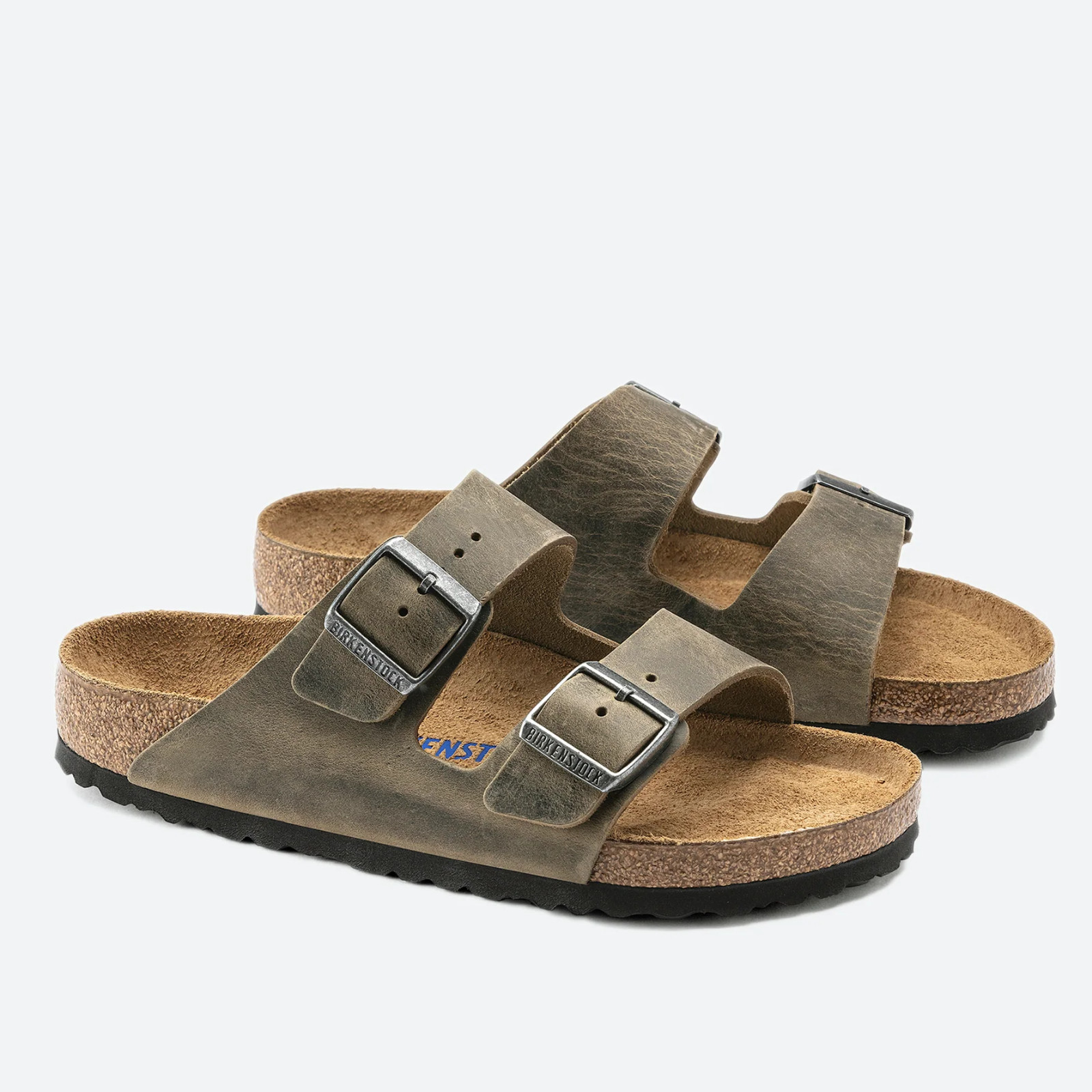 Birkenstock Arizona Oiled Leather Faded Khaki Soft Footbed Sandals