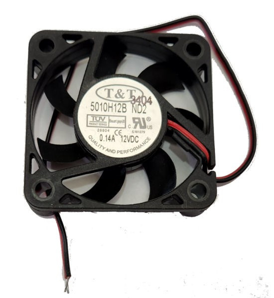 T & T 5010H12B 50mm x 50mm x 15mm 0.14A 12VDC Fan, 2 Bare Wire