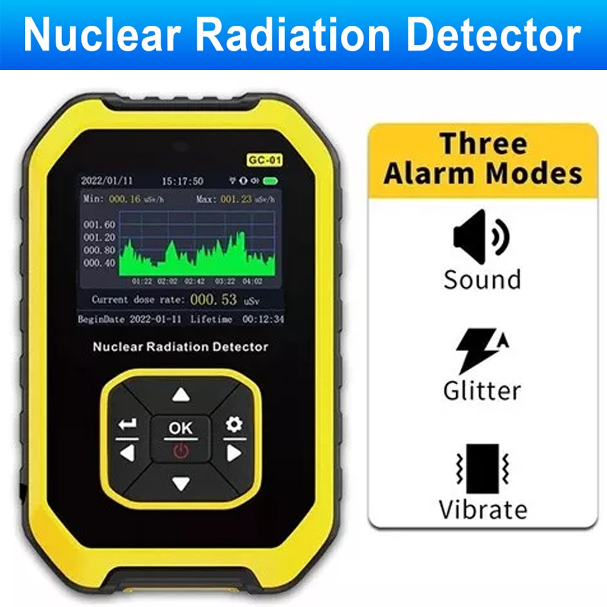 Portable Nuclear Radiation Detector GM Geiger Counter Tube β γ X-Ray Dosimeter