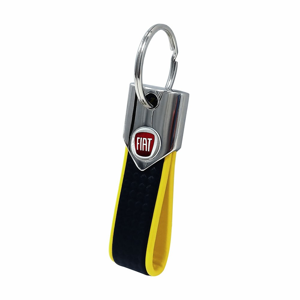 Fiat Carbon Yellow Keychain, Official Logo Colors