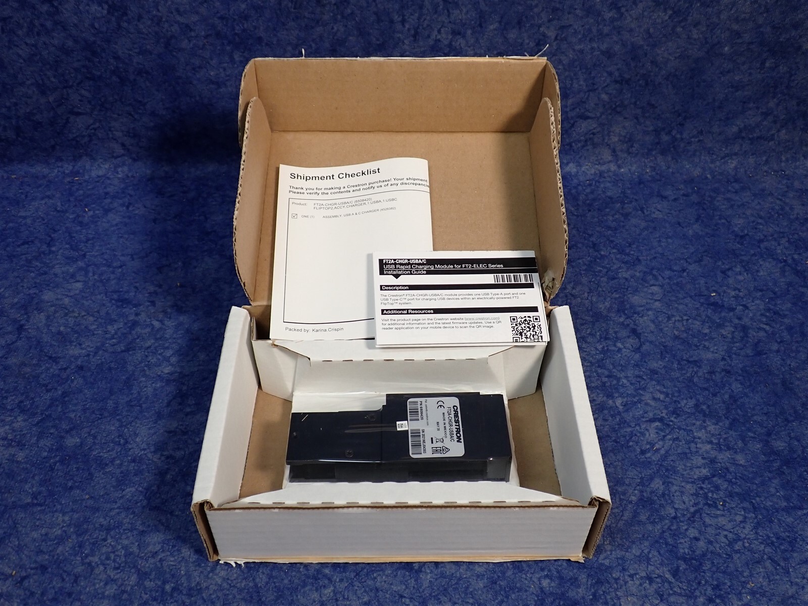 Crestron FT2A-CHGR-USBA/C USB Type A & C Module for Flip Top FT2 Series (G135)