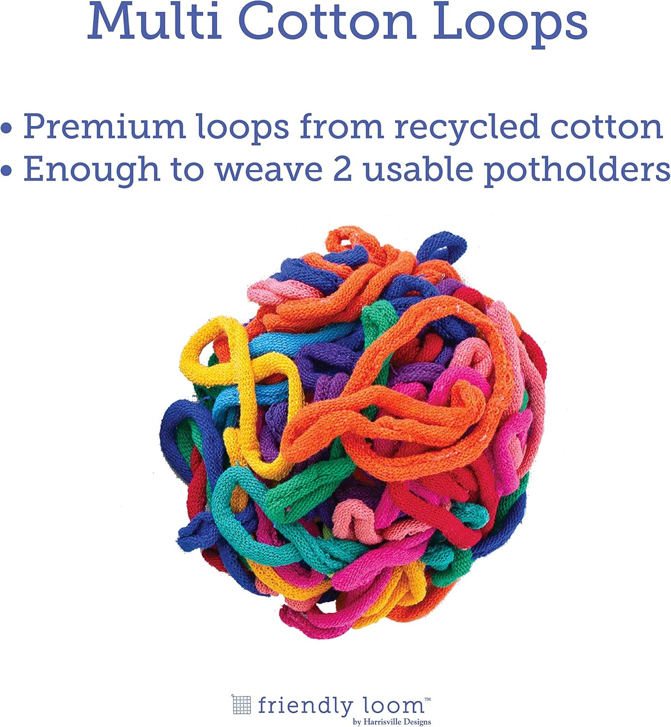 Friendly Loom | 7” Traditional-Sized Multicolor Potholder Weaving Loops | Craft