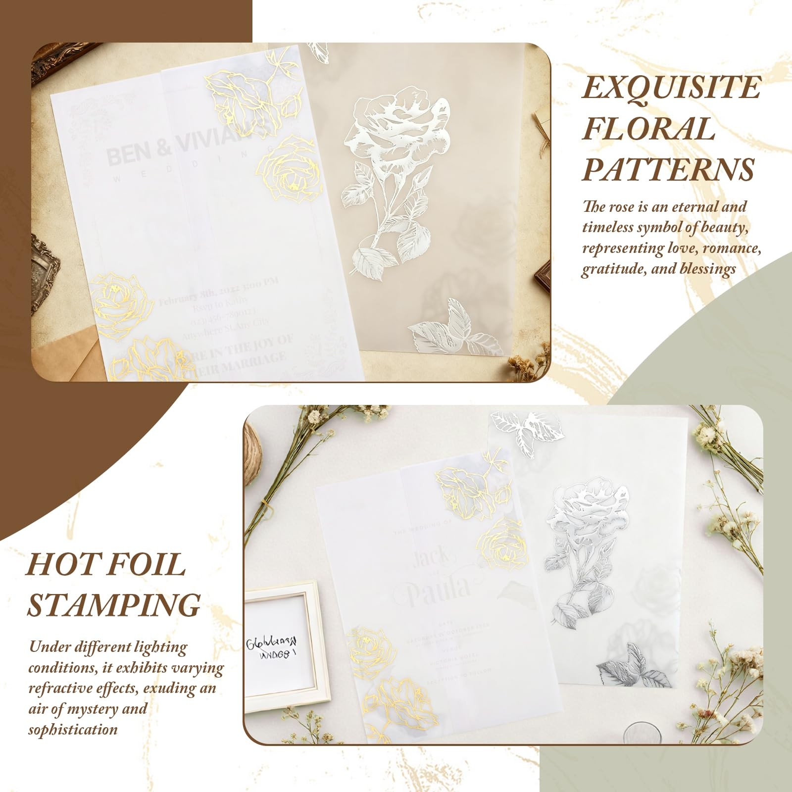 70 PCS Vellum Jackets 5x7 Invitations Pre Folded Paper Translucent Wraps