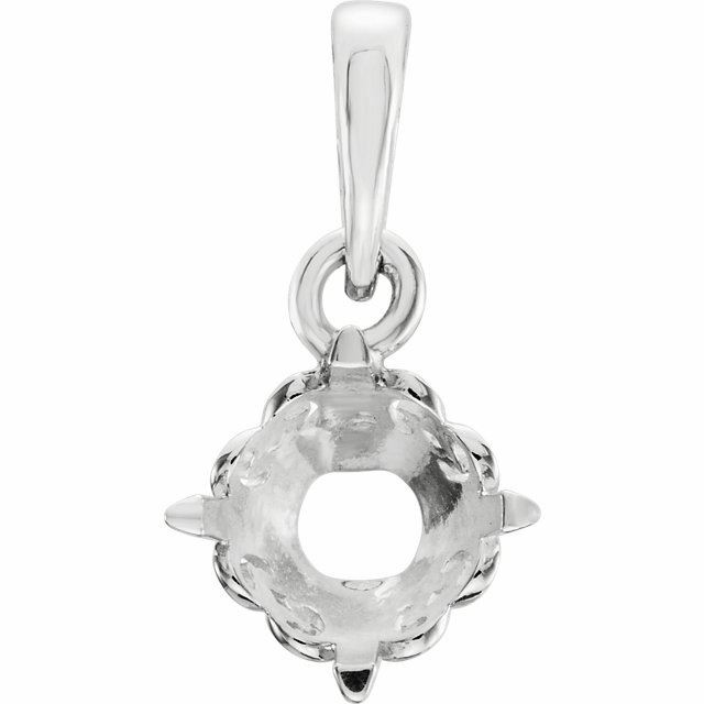 Sterling Silver Round Cut Solitaire Pendant Setting - Royal Scroll Style Pendant