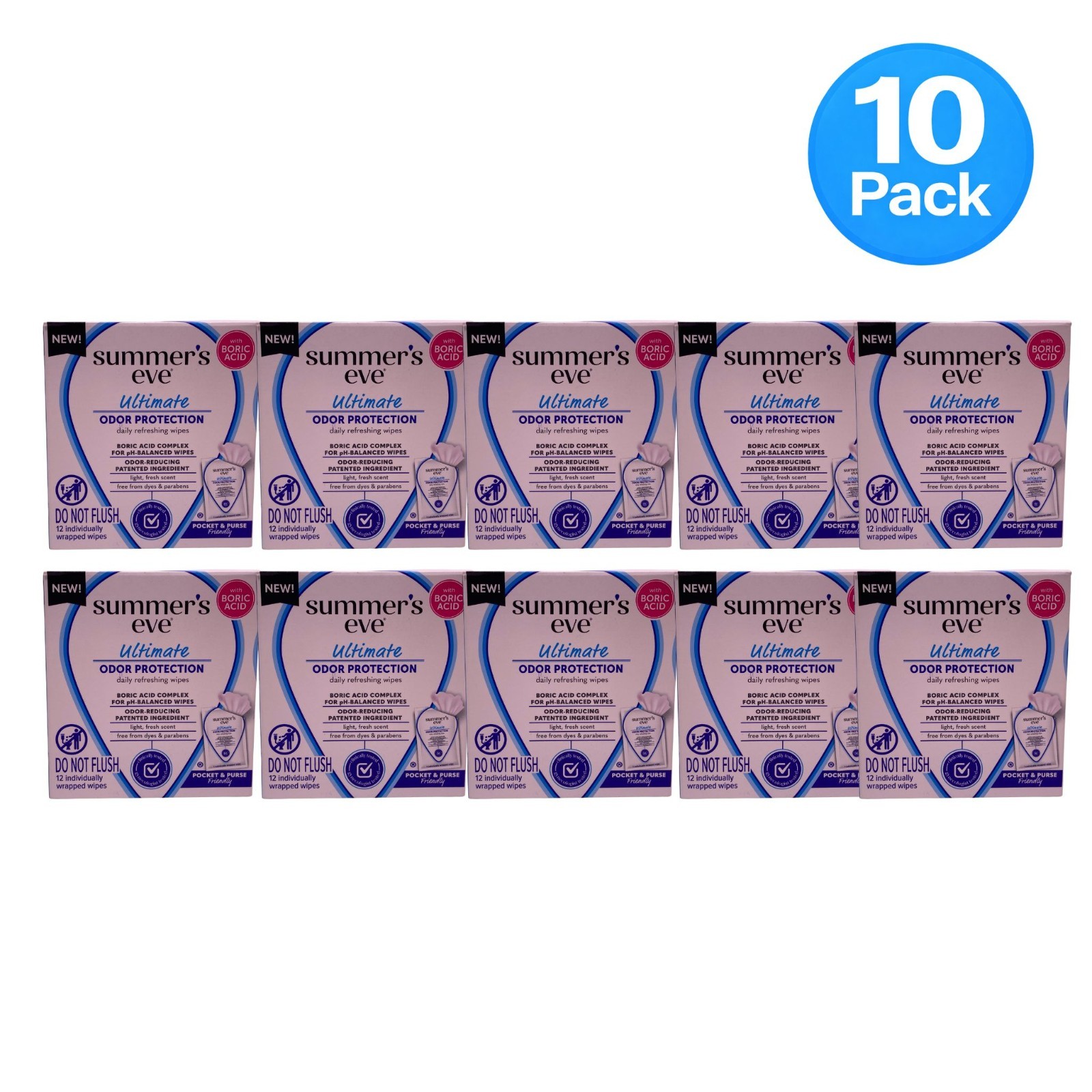 Summer’s Eve Ultimate Odor Protection Freshening Wipes 10 Pack Feminine Care