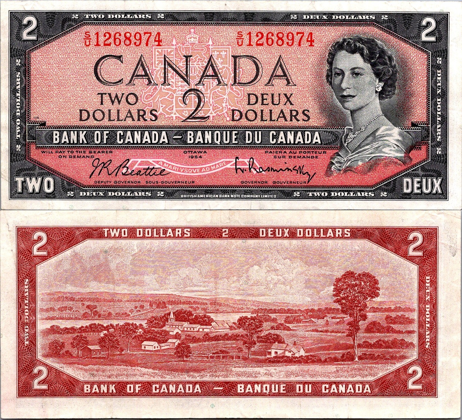 Canada 2 Dollars 1954 Pick# 76b XF-AU