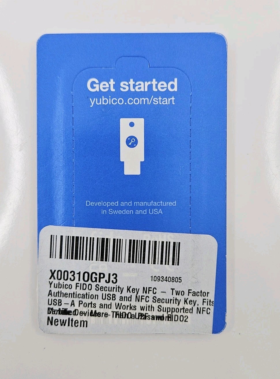 Yubico FIDO Security Key NFC and USB - Two Factor Authentication, Fits USB-A
