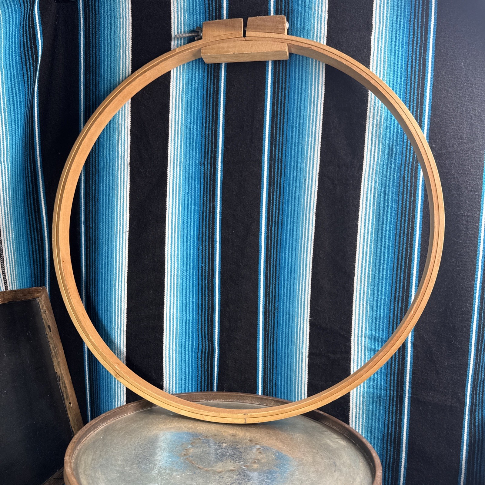 Gibbs Mfg Co Canton Ohio Round Wood Embroidery Quilting Hoop 22" Large VTG
