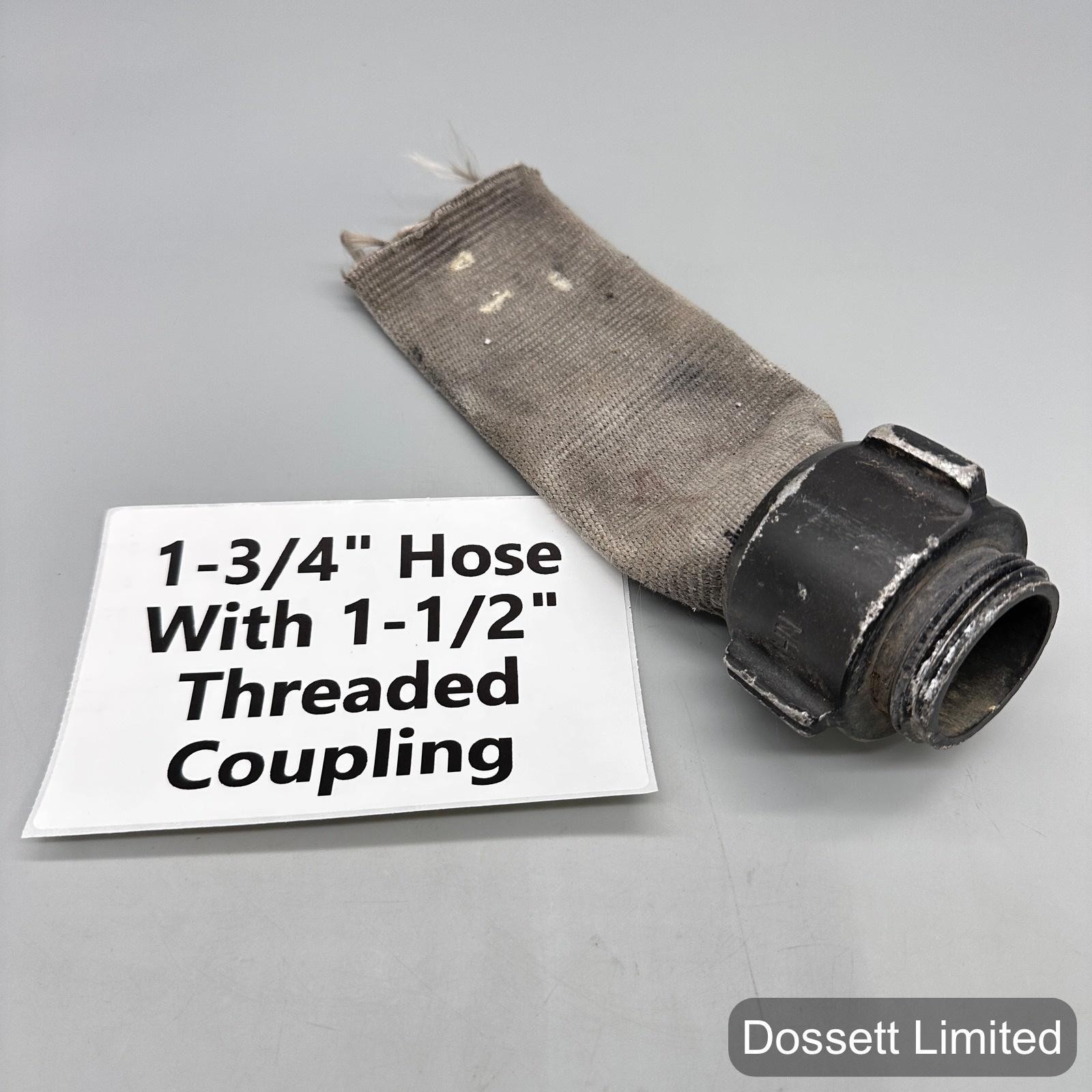 1-3/4" Fire Hose 1-1/2" Threaded Coupling Heavy Duty Used Industrial Fitting