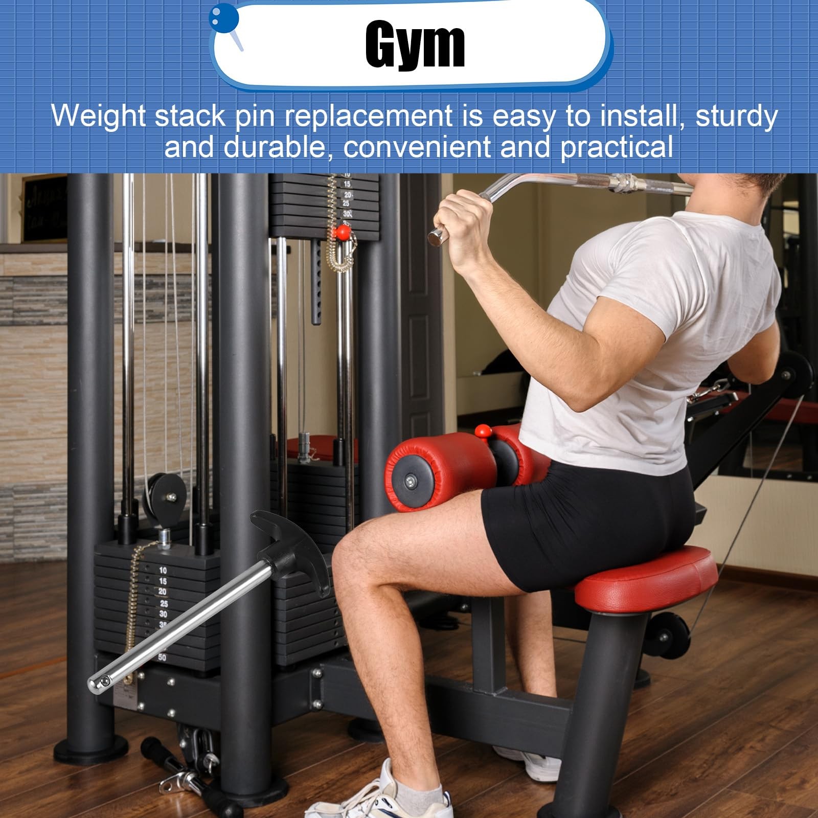 3/8 Inch Crescent Weight Stack Pin Heavy Duty Home Gym Machine Accessory