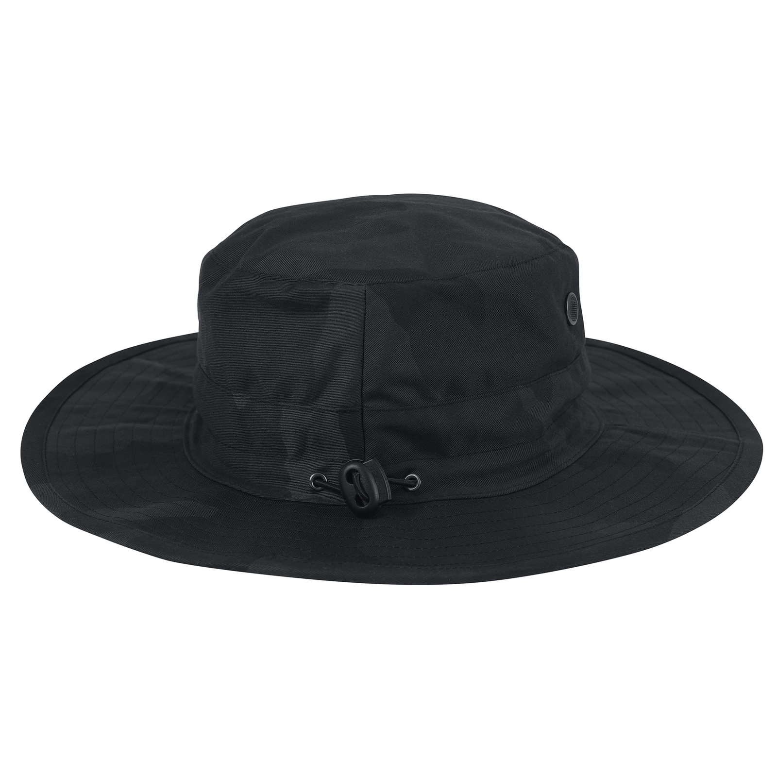 Midnight Black Camo Boonie Hat With Adjustable Chin Strap
