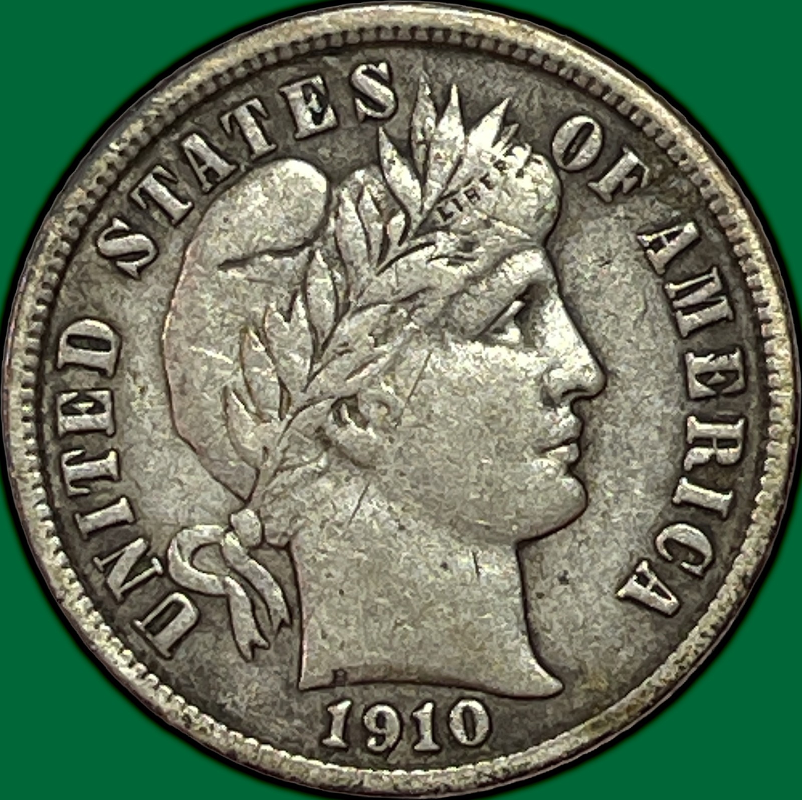 1910-S Barber Dime Extremely Fine XF Coin #43877