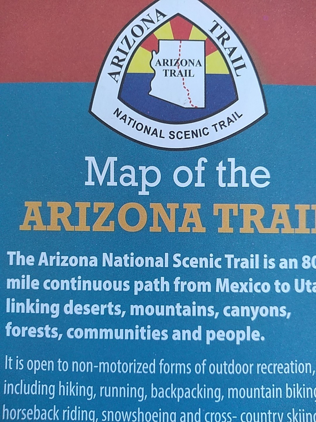 Arizona National Scenic Trail Map Brochure Hiking Bicycle Horseback Recreation