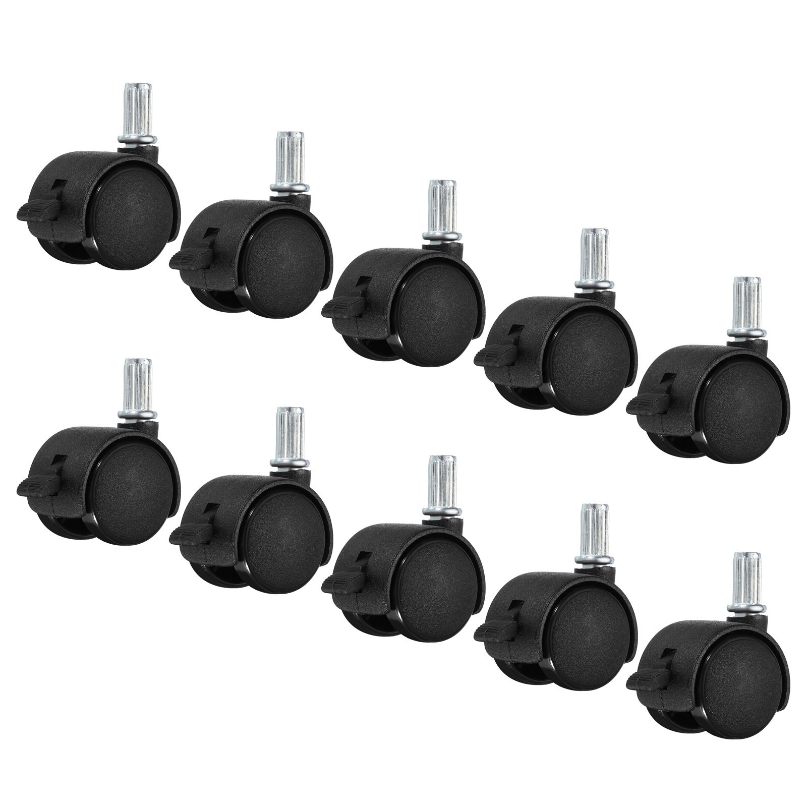10Pcs 1" Stem Swivel Casters Nylon 360 Degree Swivel-Stem Wheel for DIY