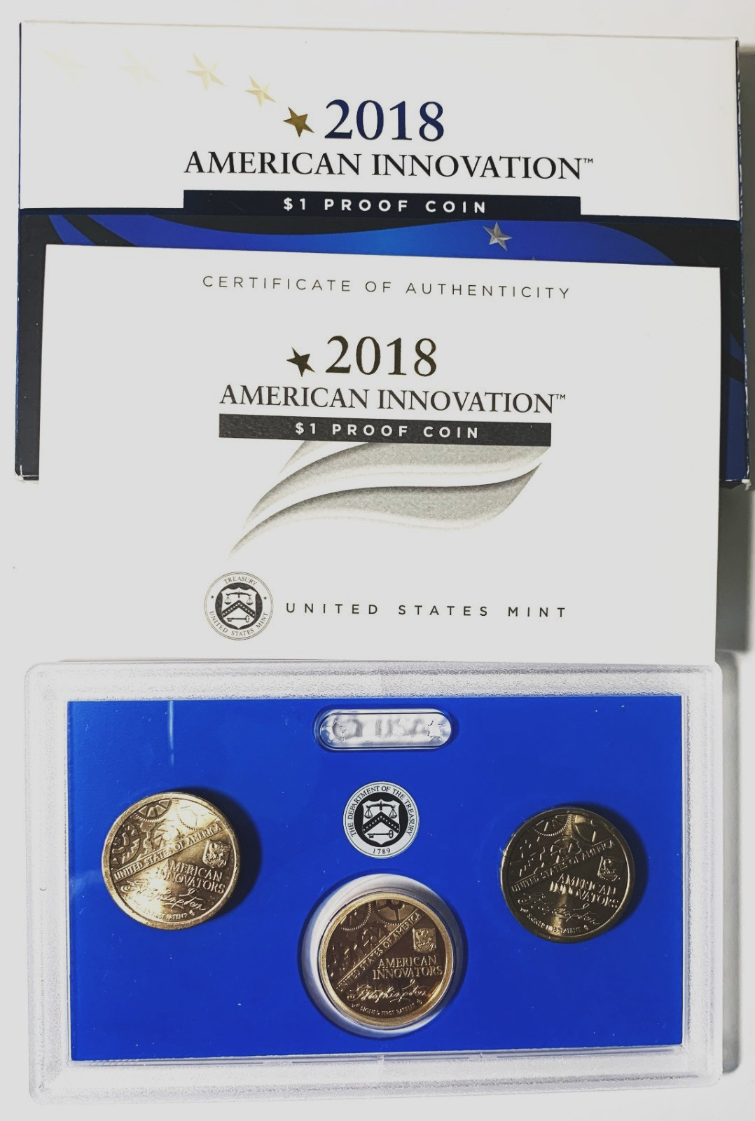 2018 American Innovation $1.lot 3 coins. Mmk S from Pf Set. Mmk P&D-US Mint Roll