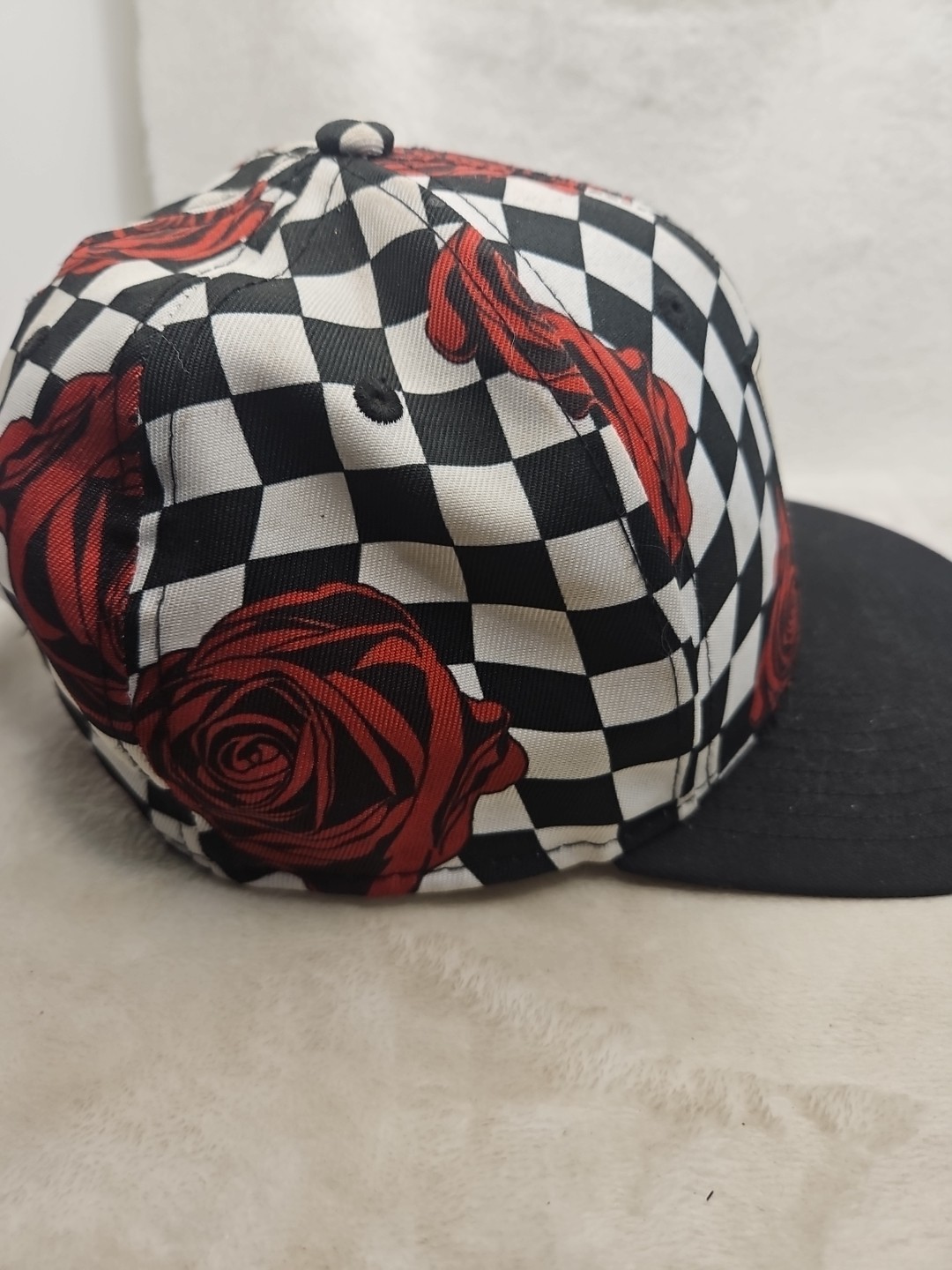 Disney Mickey Mouse Patch Neff Hat Youth Snapback Red Roses Checkered