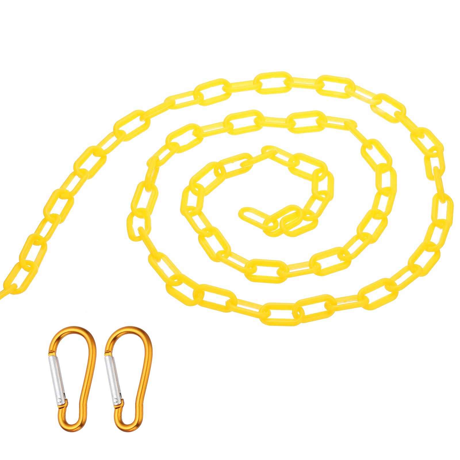 2Pcs Total 33Ft Plastic Safety Barrier Chain 4 Hooks, Yellow