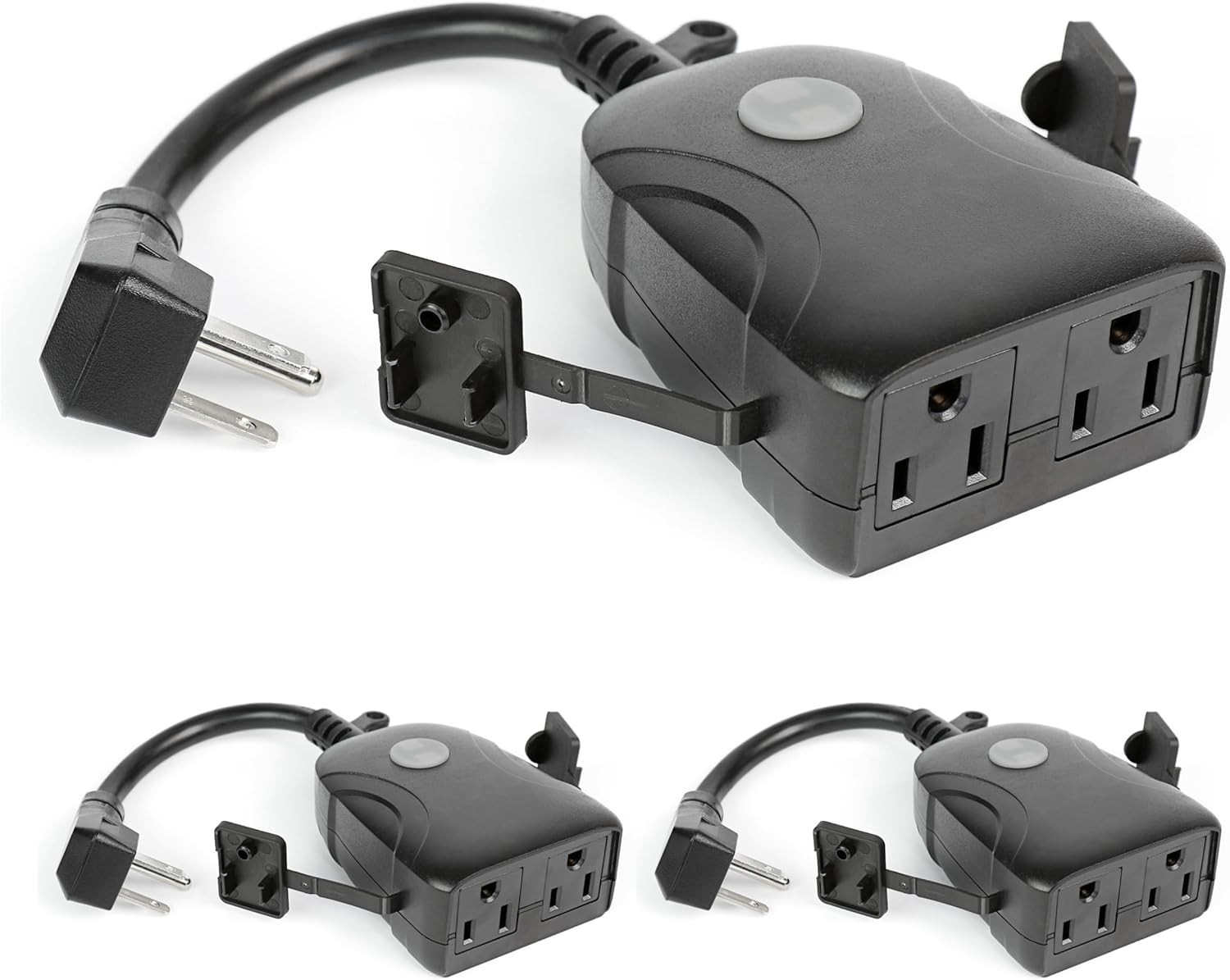 Title 1: Feit Electric Smart Outdoor WiFi Plug 3-Pack - Waterproof 2-Outlet Blac