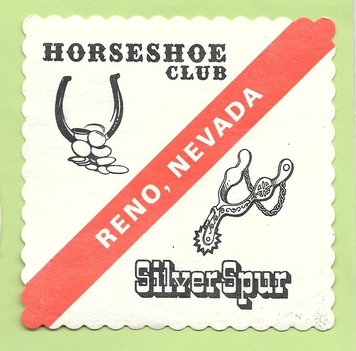 Vintage 80s Horseshoe Club Silver Spur Casino Reno N Cocktail Coaster SilverSpur