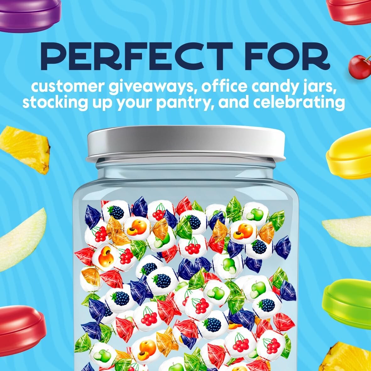 Colombina Delicate Fruit Drop 4 Assorted Flavors Bulk Delicious Candy (2.2 LB)