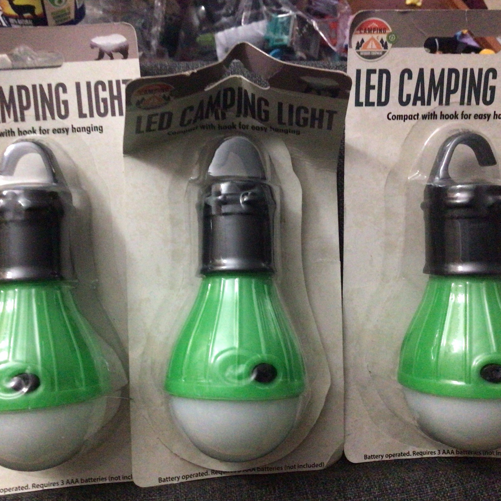 LED Camping Tent Lantern Lights Hook Portable Hurricane Hiking Lot Of Three