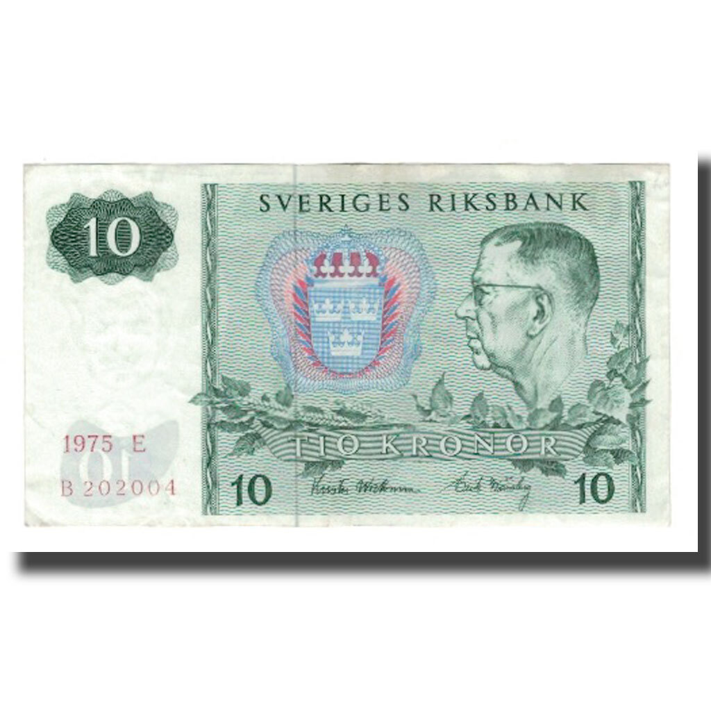 [#662754] Banknote, Sweden, 10 Kronor, 1963-1990, 1975, KM:52c, AU(55-58)