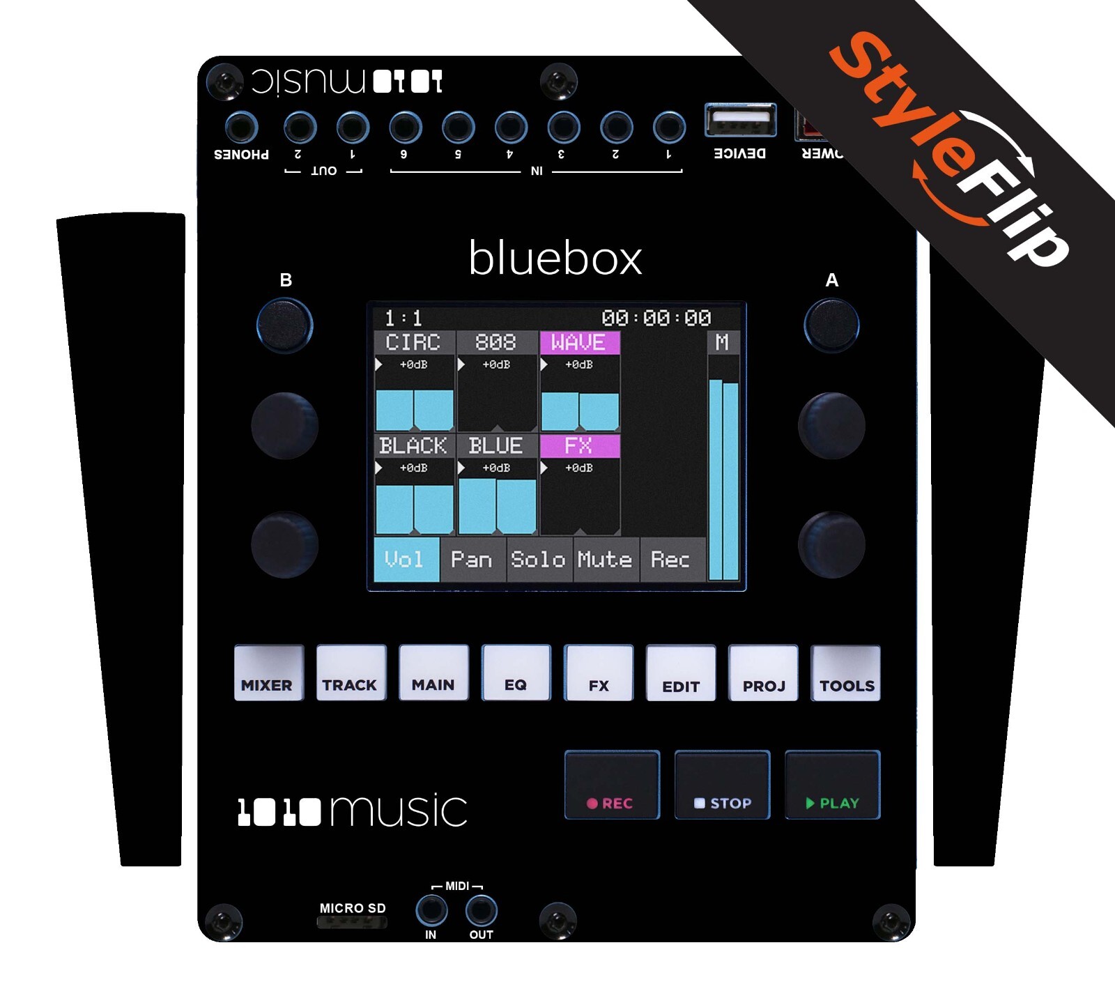 1010 Music Bluebox Skins | Black | Protective Decal | StyleFlip Skins