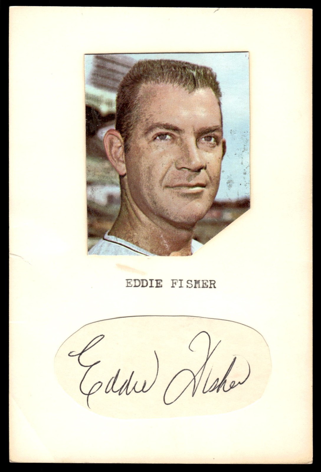Eddie Fisher Giants Orioles Baseball Signed 4x6 Signed Cut Photo Auto *X2037