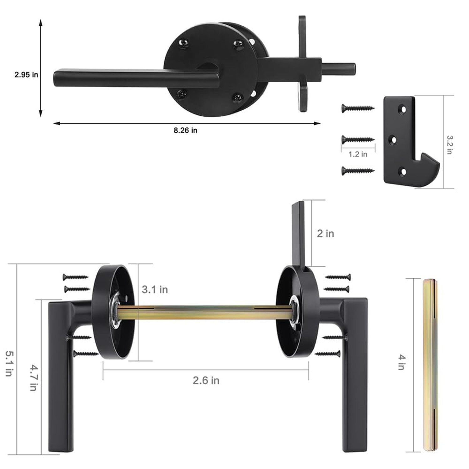 Double Side Gate Latch, Adjustable Heavy Duty Swinging Door Latch Gate Hardwa...