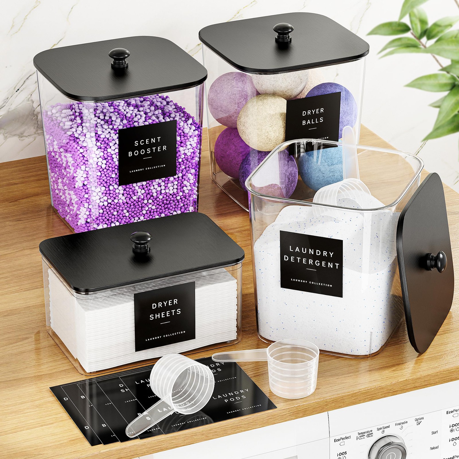 4 Pack Laundry Pods Container, Clear Laundry Room Organization Containers,Lar...