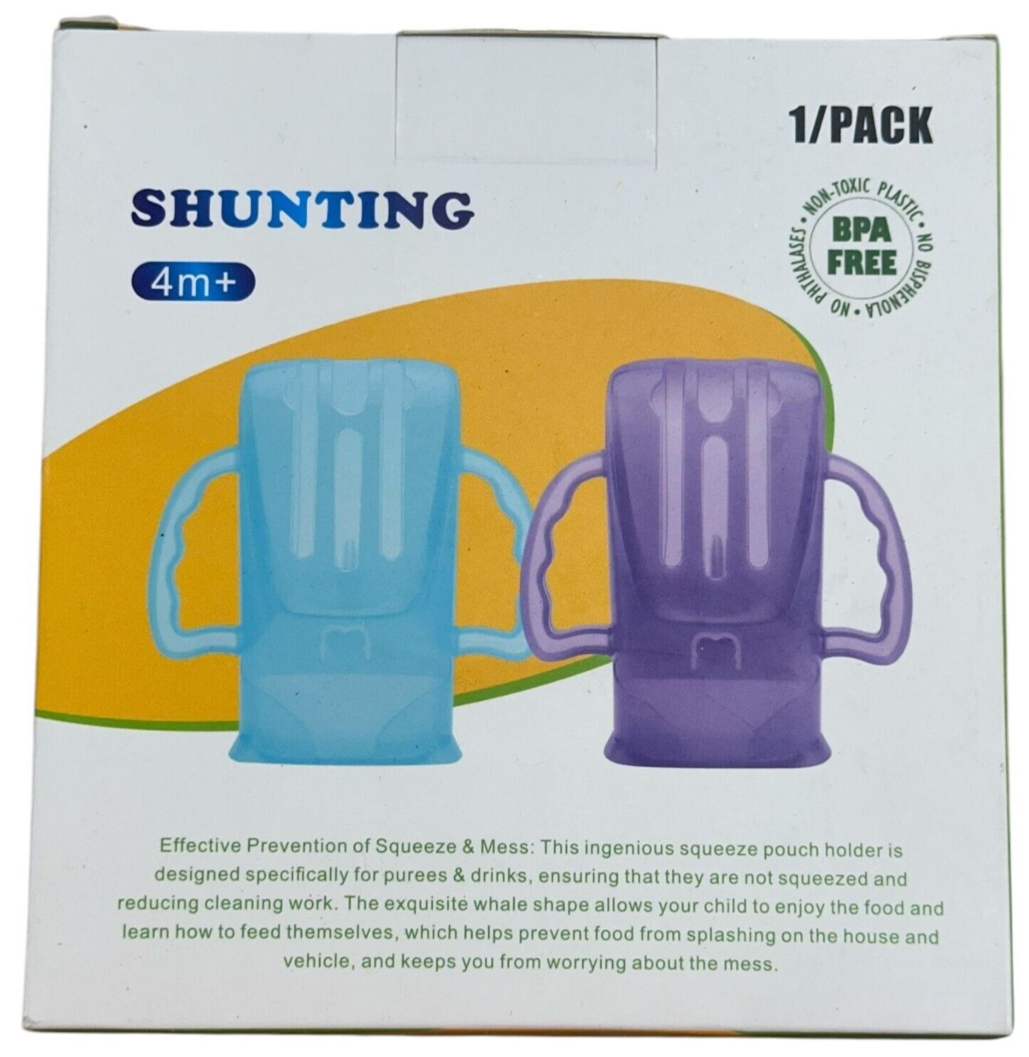 Squeeze Proof Holder for Food Pouches & Juice Boxes | Blue | 1 Only
