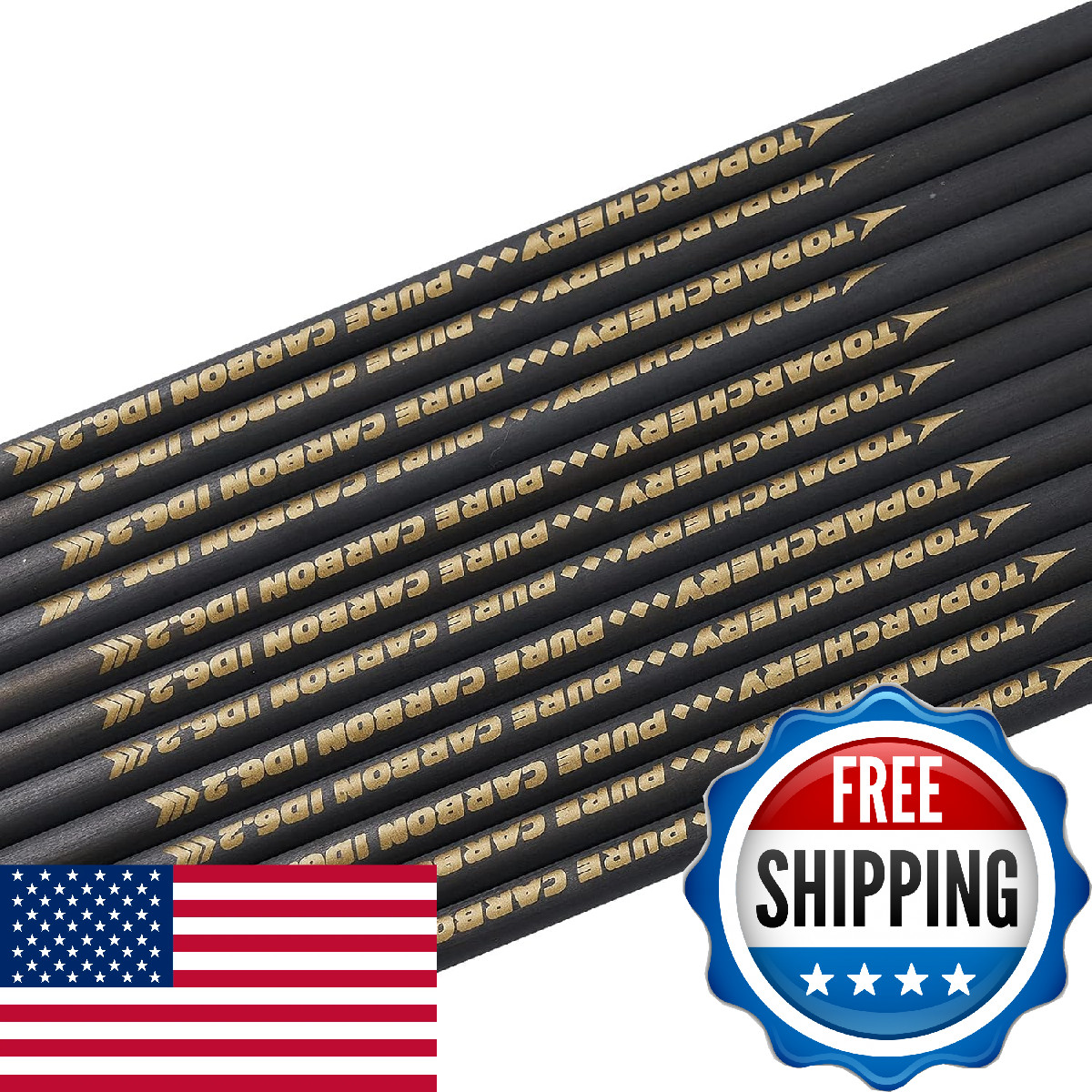 TOPARCHERY Arrow Shaft Pure Carbon Shafts 33 Inch Arrow Tube for DIY Hunting Arr