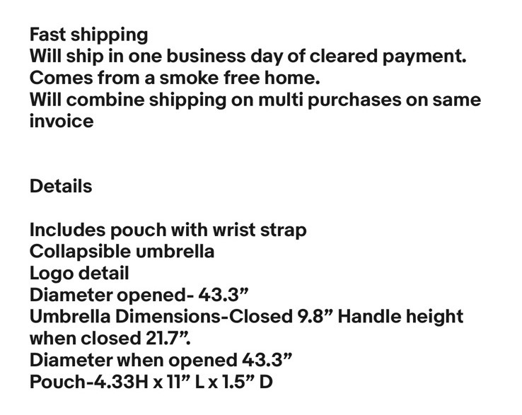 NWT- Victoria’s Secret Pink - Packable Umbrella