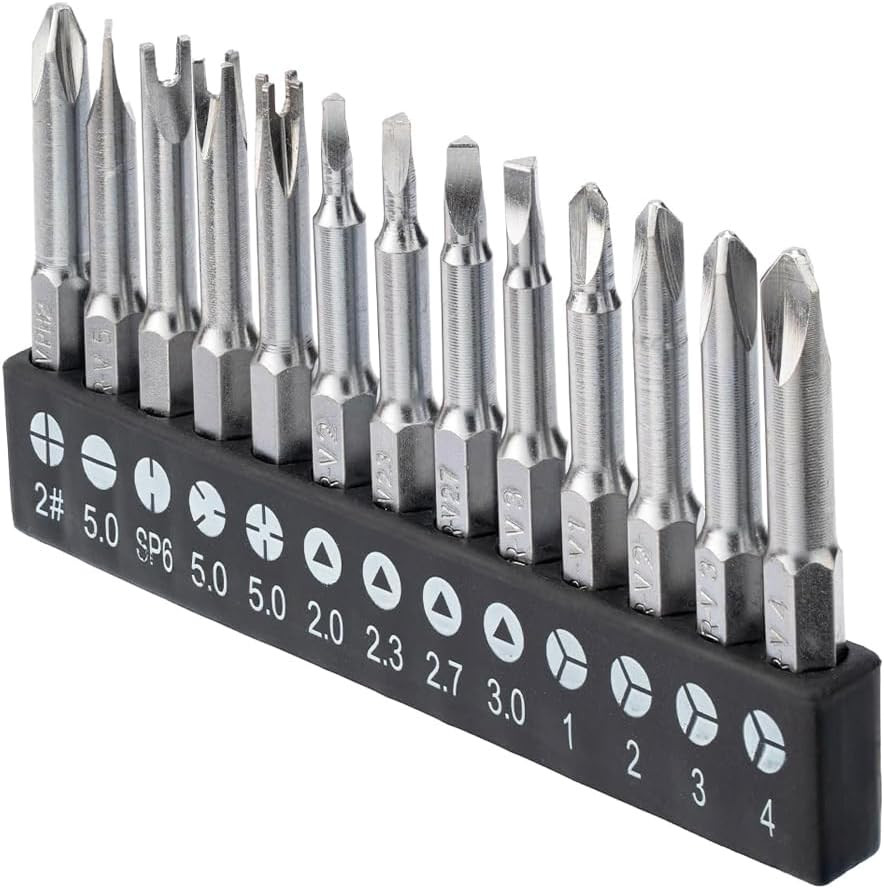 13 Pcs 1/4" Hex Shank Alloy Steel Triangle Cross Slotted Y-Type Spanner Inner...