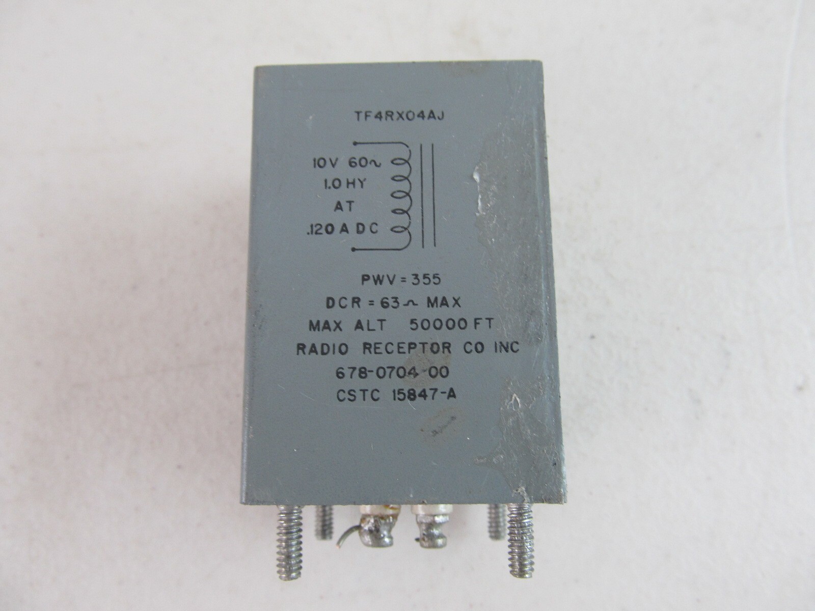 TF4RX04AJ PWV=355 DCR=63 ohms max Radio Receptor INC 678-0704-00 CSTC 15847-A