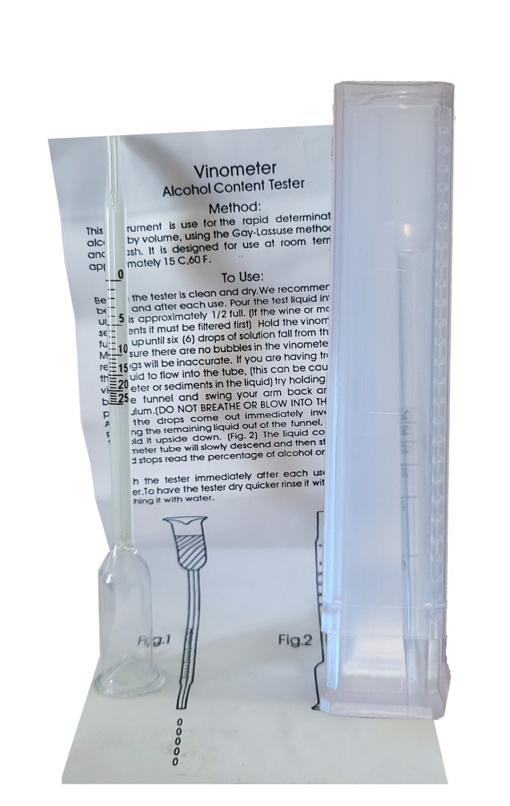 One Vinometer - Measure ABV of finished Wine - 0 - 25% - "Vino-O-Meter" -