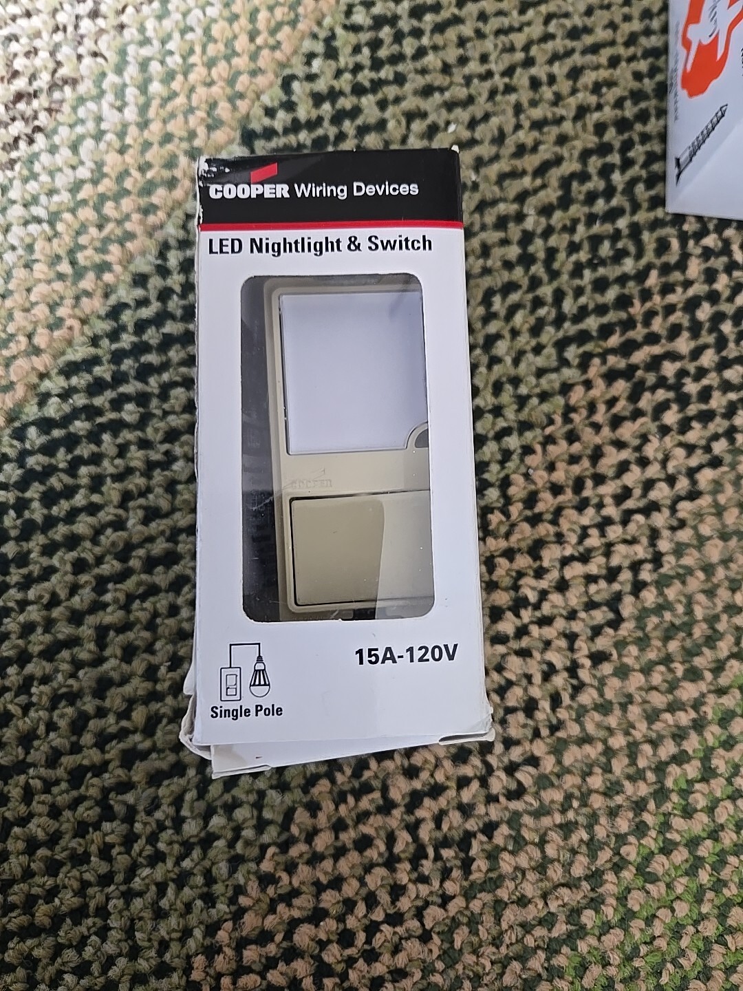 Cooper Dimmable LED Nightlight & Switch 15A 120VAC Ivory 7738V-BOX