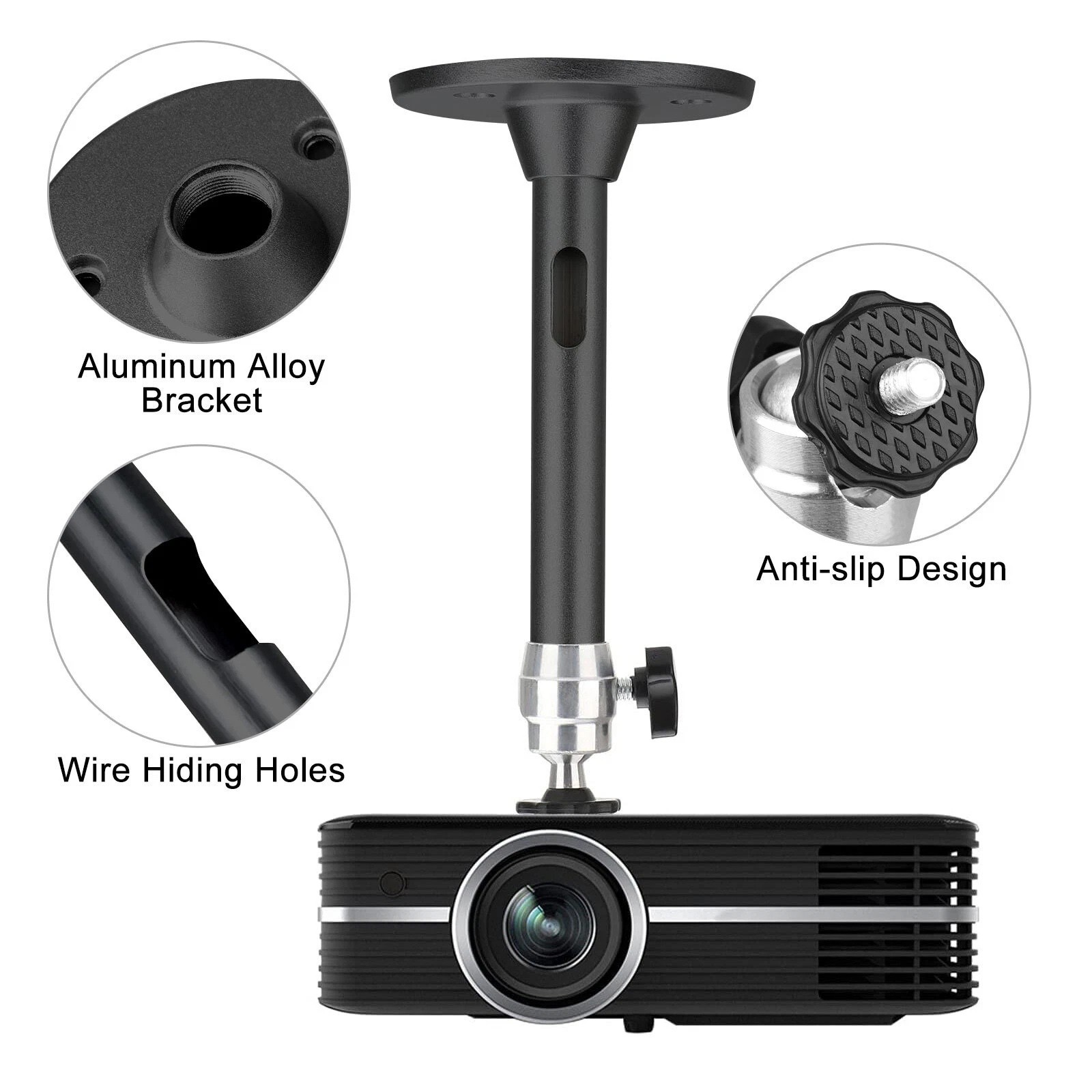 Black Universal Mount for Mini Projector and Digital Camera with 3 Adapters
