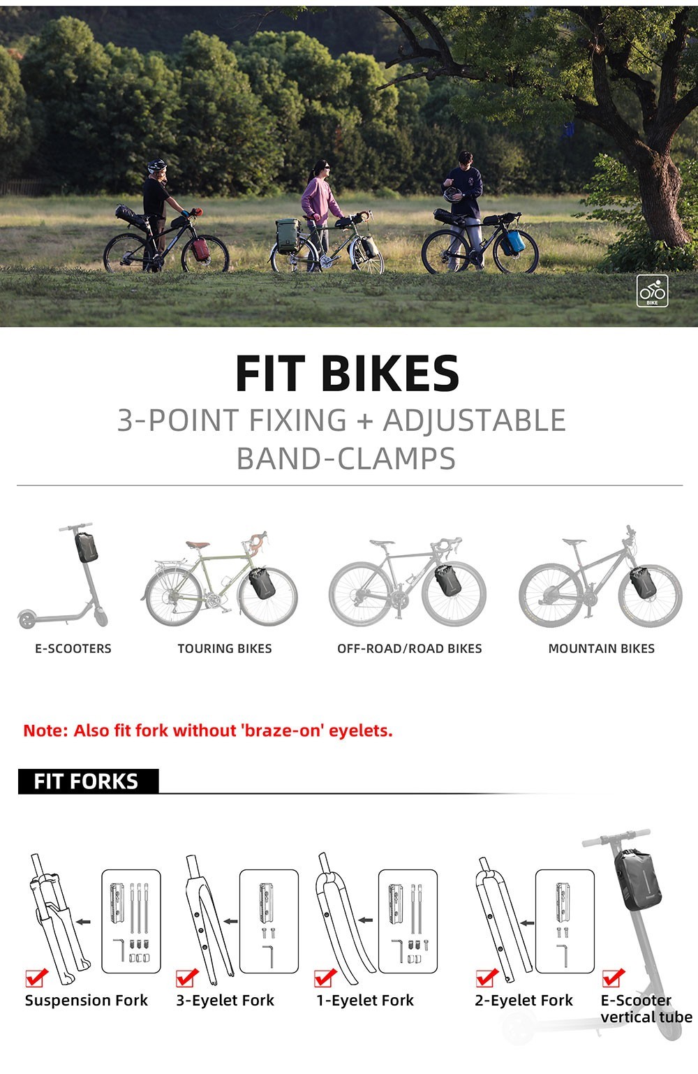 Rhinowalk 2 PCS Bicycle Fork Bag Quick Release Waterproof Electric Scooter Bag