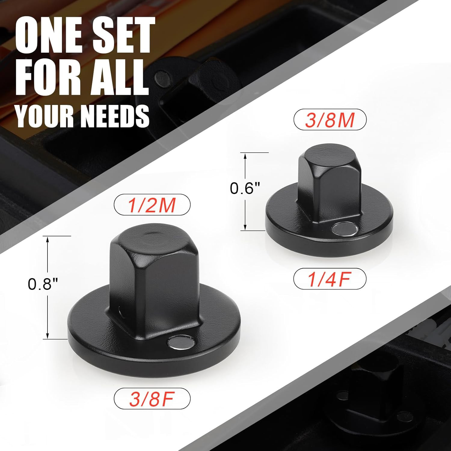 Socket Adapter Set, Low Profile Impact Socket Adapter for Tight Spaces, Impact I