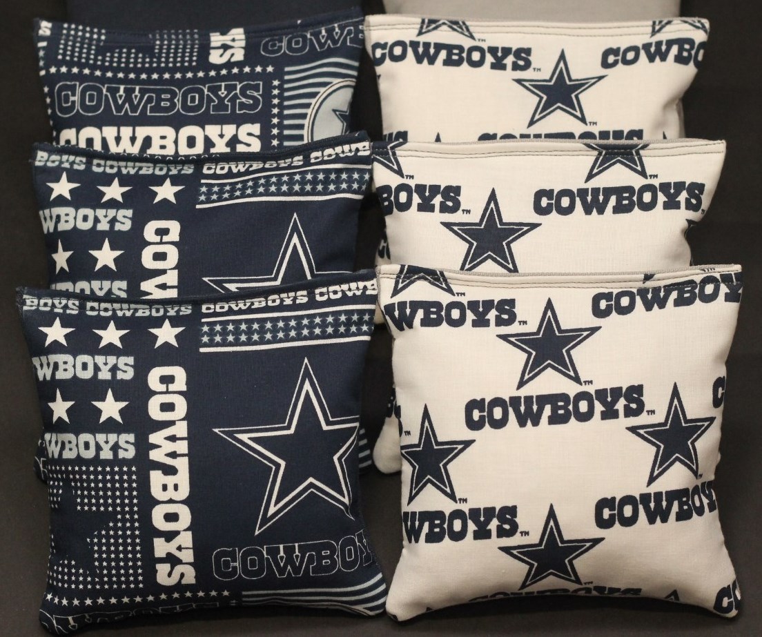 CORNHOLE BEAN BAGS w DALLAS COWBOYS fabric on both sides of logo bags NEW!