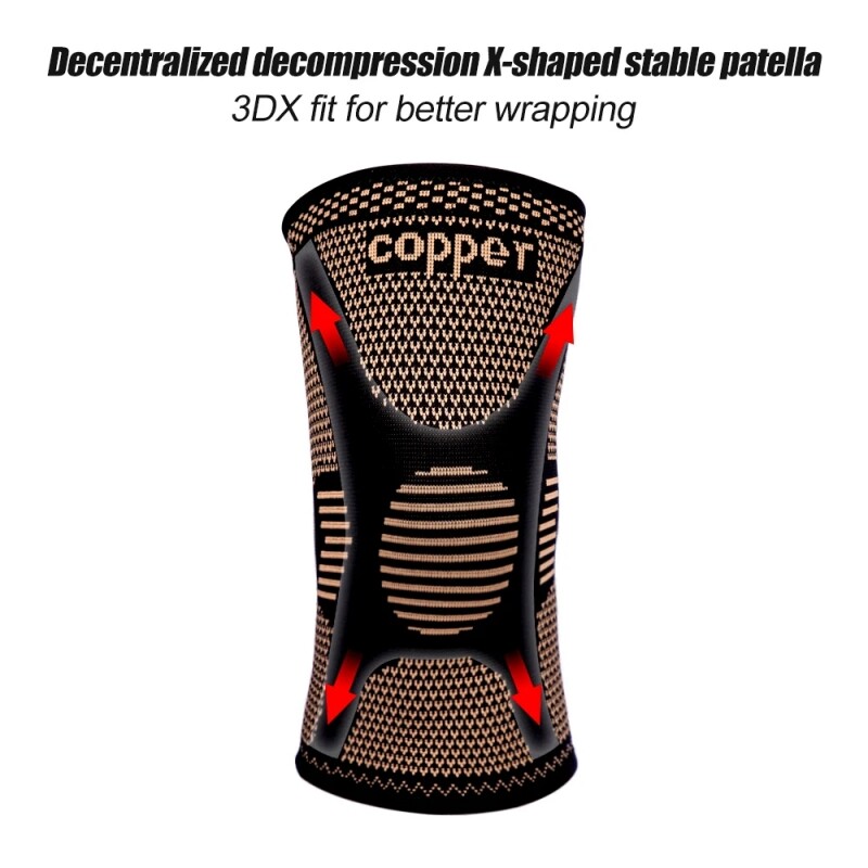 Copper Knee Brace Compression Sleeve Arthritis Joint Support Running Sports Wrap