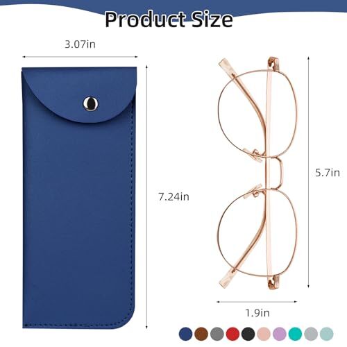 10 Pack Soft Eyeglass Case Assorted Colors Leather Glasses Case Portable