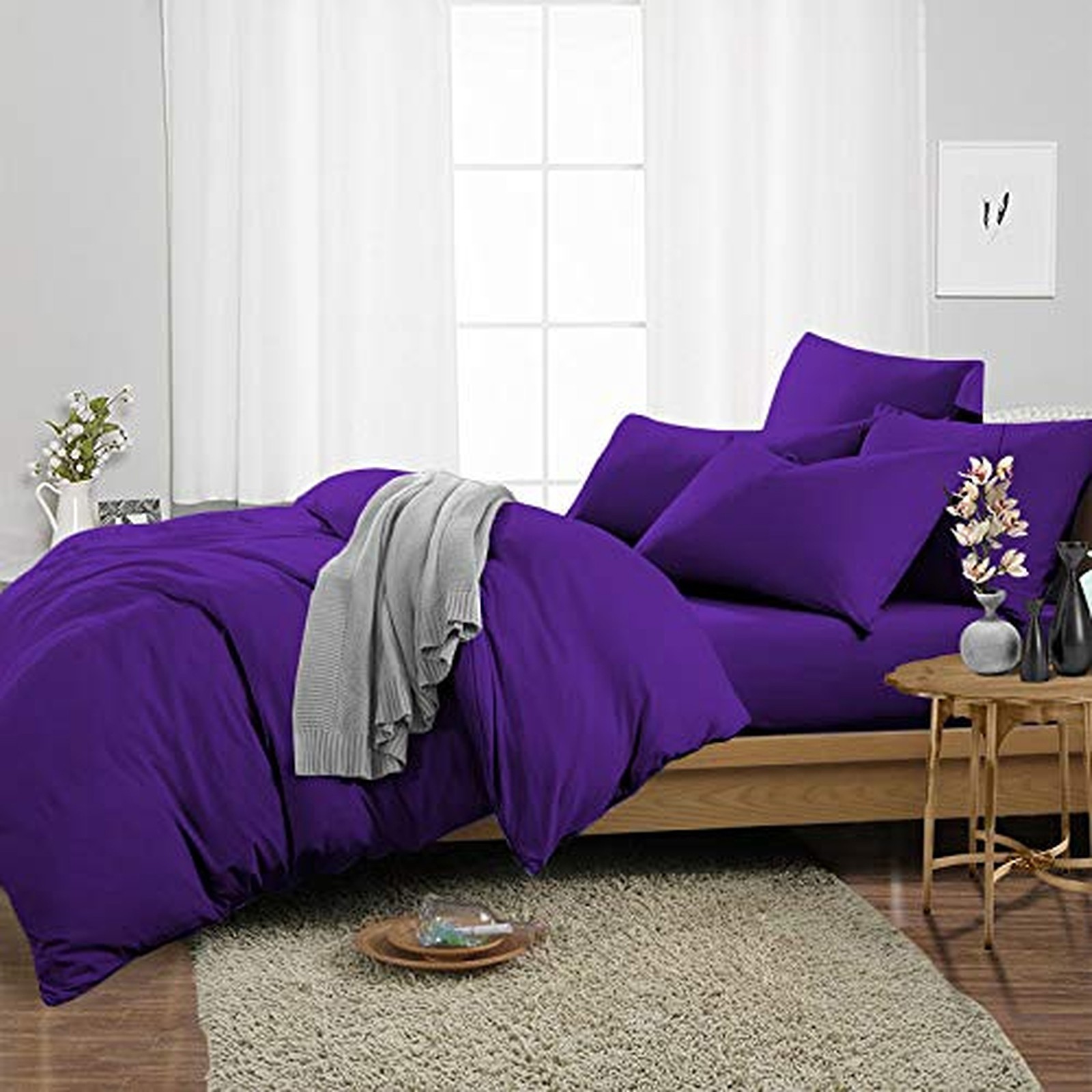 US Choice Bedding Collection 800 Thread Count Egyptian Cotton Purple Solid