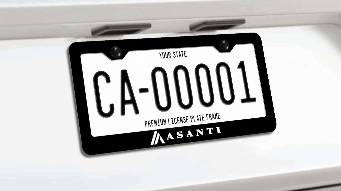 ASANTI WHEELS License Plate Frame | Reflective White Vinyl | Street Racing