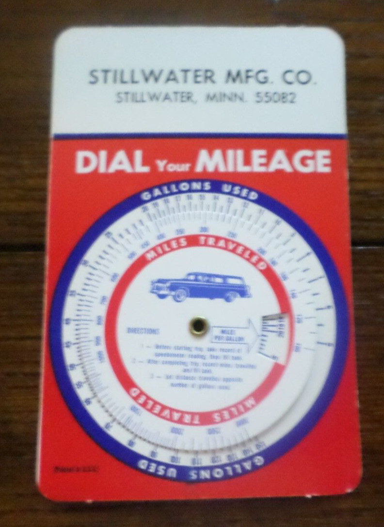 Stillwater Mfg Company Dial Your Mileage Card Minnesota Vintage Advertising